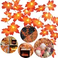 Guirlande lumineuse à piles en forme de feuilles d'érable pour décoration d'automne pour