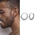 Créoles pour hommes Huggie Hoop à corde enroulée Viking créoles en acier inoxydable bijoux pour