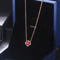 ZHOUYANG Rose fleur pendentif colliers pour femmes filles Simple rouge Zircon Rose or couleur cadeau