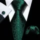 Ensemble de boutons de manchette et de cravate pour hommes nouveauté tendance vert en soie
