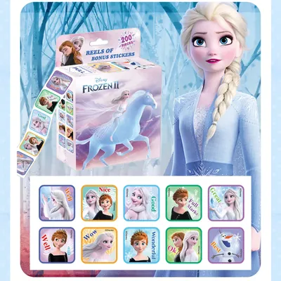 Boîte de 200 feuilles d'autocollants Disney pour enfant dessin animé La Reine des Neiges Elsa