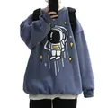 Windproof Comfortable Thermal Autumn Spring Astronaut Print Male Pullover Top Male Sweatshirt for