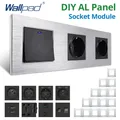 WallSub-Prise de courant murale avec panneau en aluminium argenté, technologie de bricolage, clé de fonction de prise électrique, bloc gratuit