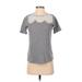 Ann Taylor LOFT Short Sleeve Top Gray Keyhole Tops - Women's Size X-Small Petite