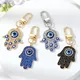 Porte-clé Hamsa en Zircon pour hommes et femmes porte-clé avec œil maléfique en forme d'oeil bleu