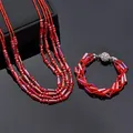 KIwing Zadvocate-Collier de perles de cristal colorées pour femmes 4 couches mode aimant bijoux