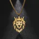 My Shape Roi Lion couronne pendentif collier hommes garçon en acier inoxydable punk animal loup