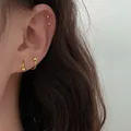 Boucles d'Oreilles en Or group 14 K Bijoux Simples à Clous Couleur Jaune pour Femme