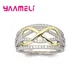 Bague en argent regardé 925 pour femme bijoux d'amour cristal autrichien nœud papillon lettre 8