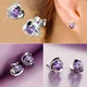 Boucles d'oreilles en forme de cœur d'amour pour femmes bijoux en plaqué argent violet strass