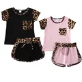 Pudcoco – ensemble de vêtements d'été pour bébés filles de 1 à 6 ans 2 pièces imprimé léopard