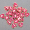 Pendentif fait main lettre initiale pour bricolage broche bijoux 10 pièces Rose rouge forme