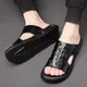 Pantoufles d'été en cuir pour hommes sandales en cuir microcarence coordonnantes chaussures de