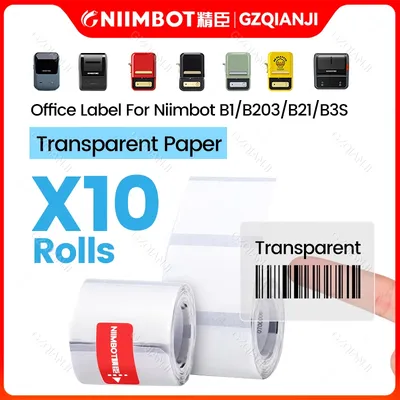 Niimbot-Rouleau de papier thermique transparent pour étiquettes autocollant auto-adhésif petits