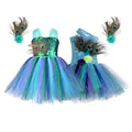 Robes Tutu de paon pour filles Costume de princesse en Tulle avec plumes robe de fête