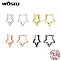 WOSTU – boucles d'oreilles en forme d'étoile pour femmes en argent Sterling 925 or noir