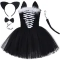 Robe Tutu noire pour filles costume de carnaval d'halloween pour enfants tenue Cosplay d'animal en