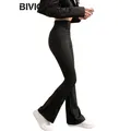 BIVIGAOS – pantalon évasé requin pour femme noir élastique Slim taille haute Sexy fer à