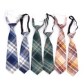 Cravate slim pour garçons et filles cravate de cou à carreaux pour enfants cravate en caoutchouc