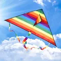 Cerf-volant Triangle couleur arc-en-ciel cerf-volant de plein air en Polyester à longue queue