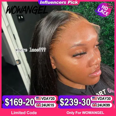 Wow Angel HD Full Frontal Wigs 36inch Straight Melt Skins 13x6 HD Lace Front Perruques de Cheveux
