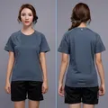 Chemise de sport à manches courtes pour femme pull en Y à séchage rapide maillot de fitness