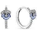 Boucles d'oreilles créoles fleur de pensée bleue avec émail pour femme argent regardé 925 cadeau