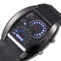 Montre numérique LED décontractée unisexe cadran de compteur de voiture cool flash noir matrice