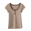 PUWD-T-shirt en coton doux rayé pour filles t-shirts streetwear vintage pour femmes t-shirts chics