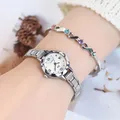 Montre argentée à petit cadran pour femme acier inoxydable montre-bracelet de luxe pour femme