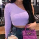 T-shirt court décontracté à manches longues pour femmes pull sexy One Initiated violet t-shirts