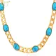 Collier à maillons ovales en or carillon pour hommes et femmes bijoux en pierre turquoise bleue