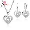 Boucles d'oreilles en argent Sterling 925 pour femme bijoux avec deux cœurs d'amour romantiques