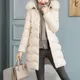 Doudoune d'Hiver à Capuche pour Femme Parka Rembourrée en Coton Épais Manteau Long Slim Vêtements