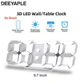 Deeyorial-Petite horloge murale LED 3D réveil numérique de table Snooze 9.7 date température