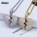 JINAO – collier avec pendentif en forme de cœur brisé pour hommes chaîne glacée couleur or Zircon
