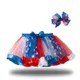 Jupe Tutu à motif de drapeau américain pour petites filles avec pince à cheveux à nœud papillon