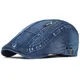 Béret en Denim de grande taille casquette en coton réglable Vintage Gatsby Cabbie