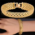 Bracelet tressé large en or pour femme bijoux de fête bracelet jonc de style vintage