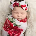Sac de couchage à motif Floral pour nouveau-né ensemble couverture et bandeau 2 pièces