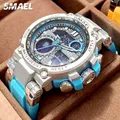 SMAEL – montre-bracelet de Sport numérique pour hommes bleu clair étanche double affichage de