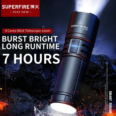 Lampe de poche SUPERFIRE GTS9 3100 lunens EDC Zoom avec feu arrière torche Rechargeable USB-C