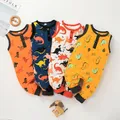 Baby Boys Girls Rompers Sleeveless Round Neck Dinosaur Printed Patchwork Jumpsuits Summer Infant