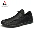 Chaussures en croûte de cuir pour homme mocassins plats confortables décontractés de loisirs