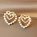 Boucles d'oreilles coréennes bijoux à la mode Simulation d'amour en perles douces et mignonnes