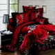 Ensembles de literie floraux 3D Big Red Rose drap de couverture de mariage athlon taies