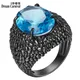 DreamCarnival-Grosse bague en zircon cubique pour femme lézard noir absorbe ouissant cool bijoux