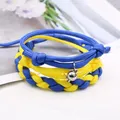 Bracelet tressé d'amitié jaune bleu cordon ajustable fait à la main cadeau d'anniversaire pour