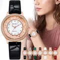 Montres en cuir à Quartz pour femmes tendance perles de diamant décontractées tendance