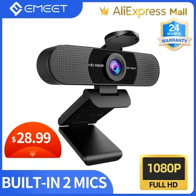Webcam 1080P HD streaming USB mini caméra EMEET avec microphones pour PC de bureau ordinateur
